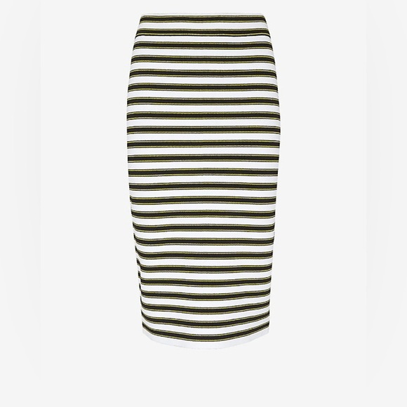 A.L.C. Marilyn Striped Knit Bodycon Knee-Length Skirt in Black/White/Yellow S - Picture 3 of 13